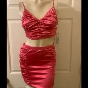 Paperoc Gigi Ruched Satin Skirt Set